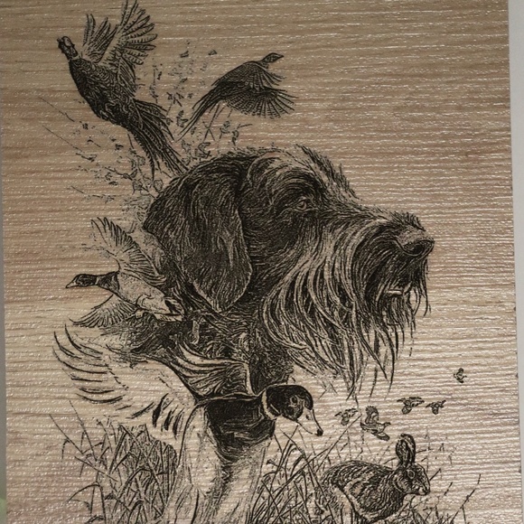 Let's Go Hunting.  Montage of hunting dog, laser engraved - Picture 1 of 5
